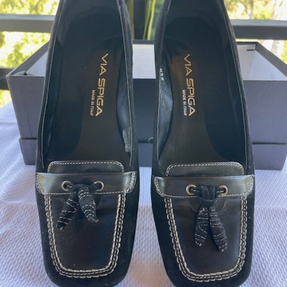 Via Spiga Black Suede& Leather Pumps - Size 8.5 - Picture 1 of 5